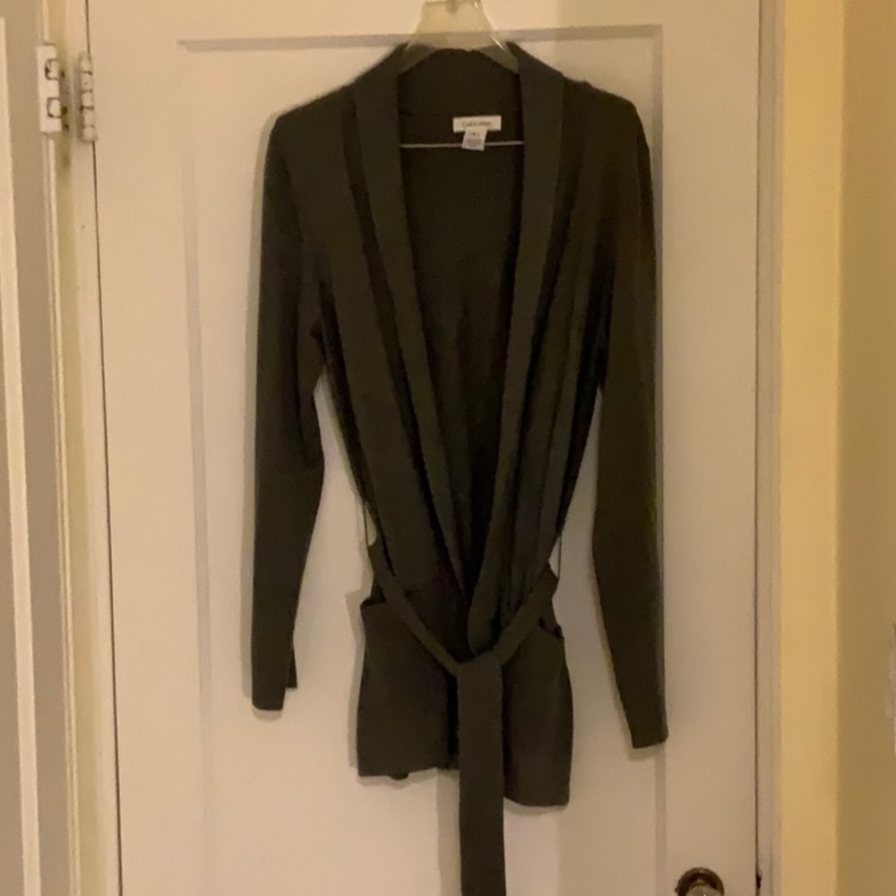 Calvin Klein Gray, Tye Front Cardigan, size M